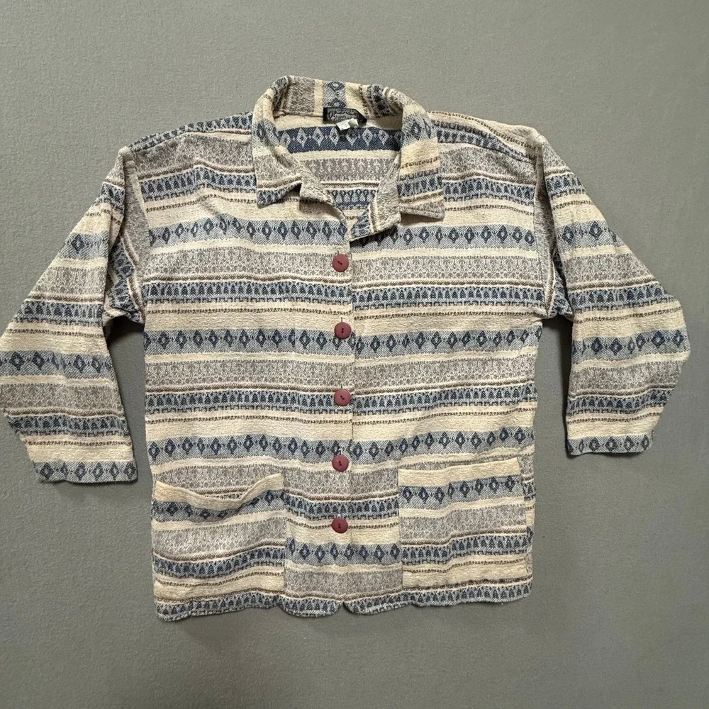 Vintage Streetwear Western Southwest‎ Tribal Print Textured Shirt Jacket Size L